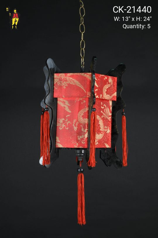 Hanging Red Fabric Lanterns (Non-Electrified - L)