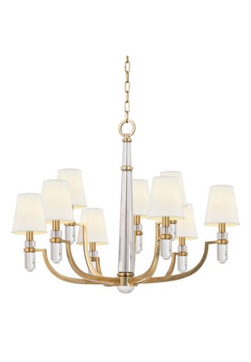 Brass & Glass Nine Light Chandelier