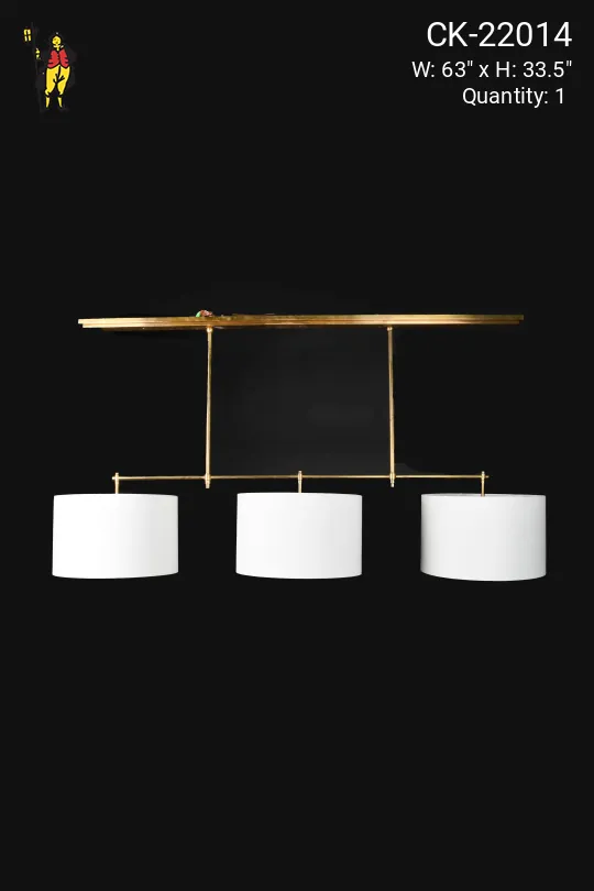 Brass Three Light Fabric Shaded Linear Hanging Fixture