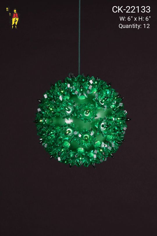 6" Green Hanging Holiday Globe