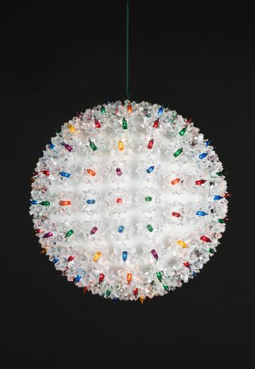 9" White Multicolor Hanging Holiday Globe