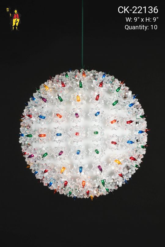 9" White Multicolor Hanging Holiday Globe