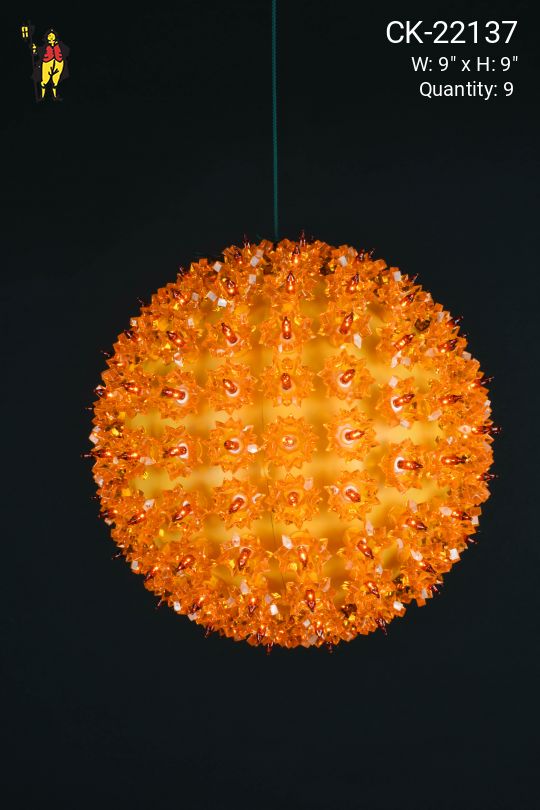 9" Amber Hanging Holiday Globe