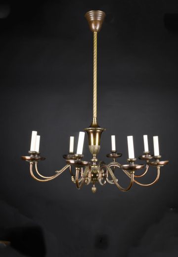 Antique Brass Traditional Eight Light Chandelier (On 18" Stem)