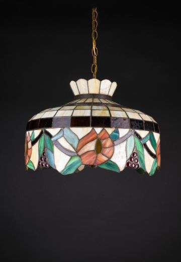 Floral Art Glass Traditional Hanging Pendant