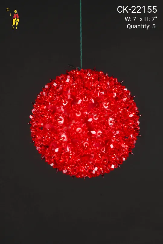 7" Red Hanging Holiday Globe