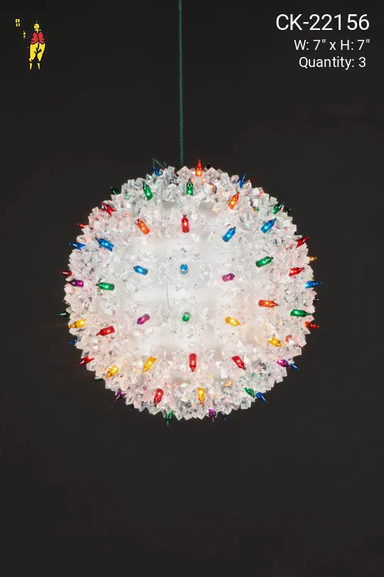 7" White Mulitcolor Light Holiday Globe