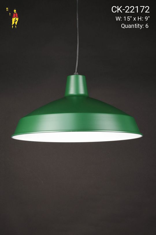 15" Green RLM Hanging Pendant