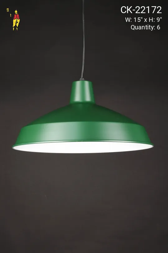 15" Green RLM Hanging Pendant