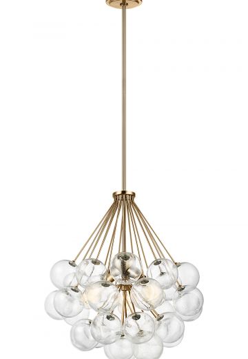 Brass Three Light & Thirty Globe Shade Contemporary Hanging Fixture