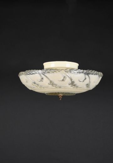 Molded Floral Glass Flush Mount Fixture