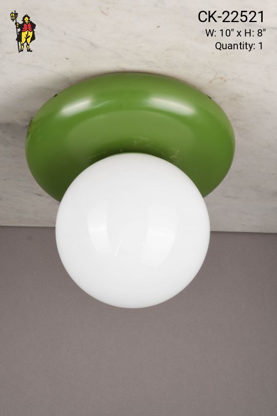 Green Mid Century Globe Shaded Flush Mount Fixture