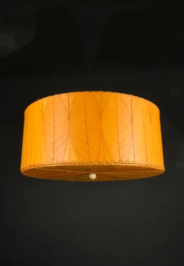 Orange Faux Leather Stiched Hanging Pendant