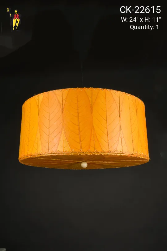 Orange Faux Leather Stiched Hanging Pendant