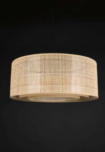 Woven Hanging Drum Shade Pendant