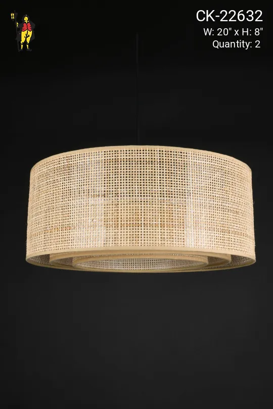 Woven Hanging Drum Shade Pendant