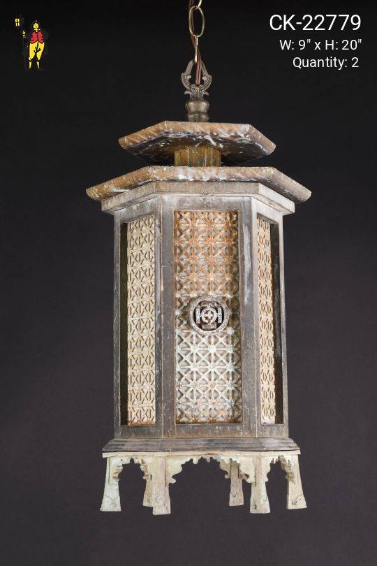 Distressed Art Deco Hanging Lantern