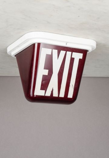 Red Double Sided Glass Ceiling Mount Exit Sign