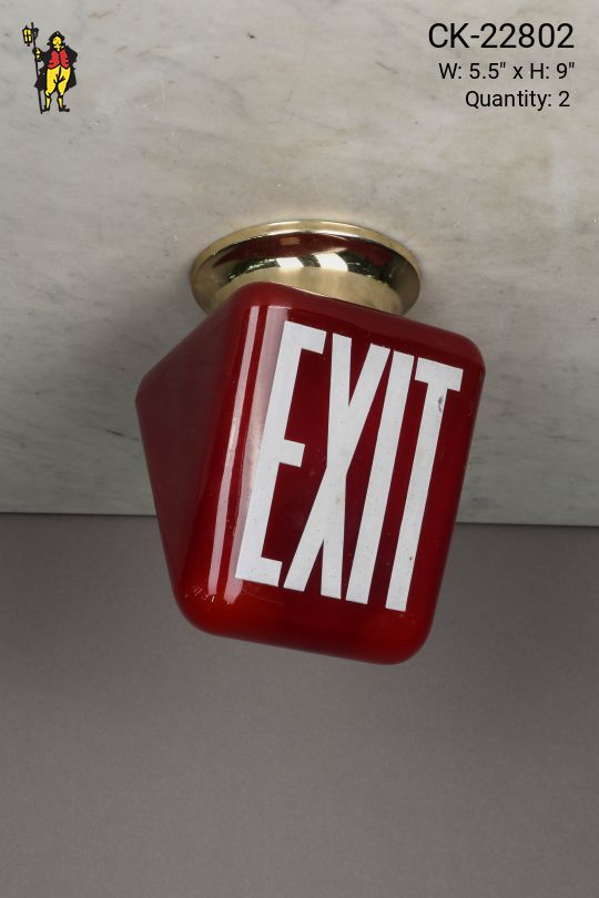 Red Glass Double Sided Exit Sign (Available as Flushmount or Hanging)
