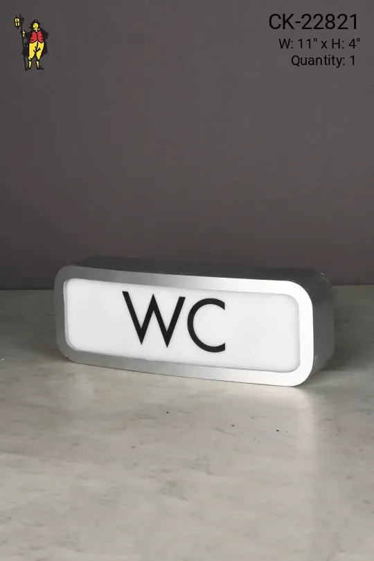 Curved Metal Single Sided Wall Mounted Water Closet Sign