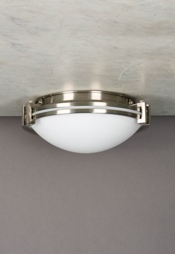 Nickel & Glass 12" Flush Mount Fixture