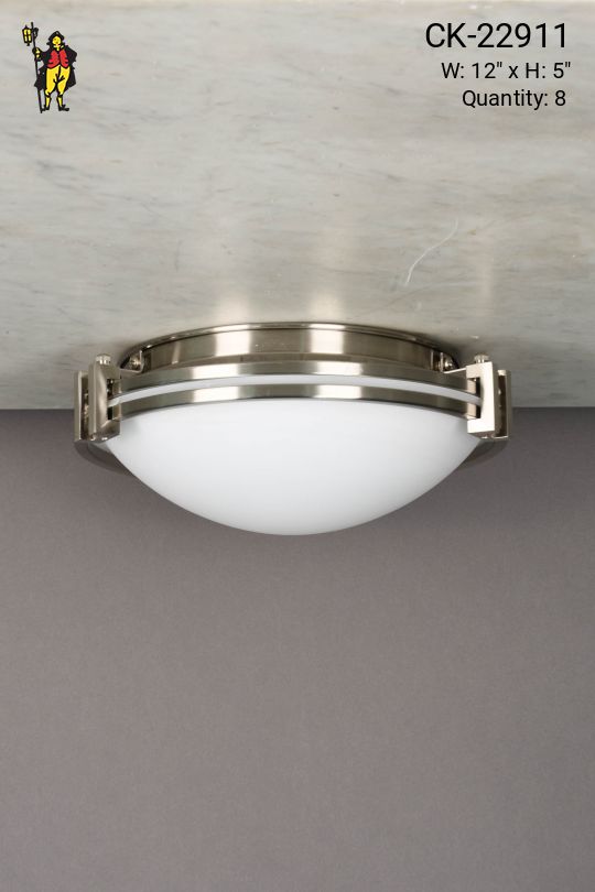 Nickel & Glass 12" Flush Mount Fixture