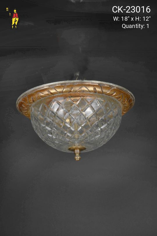 18" Ornate Crystal Flush Mount Fixture