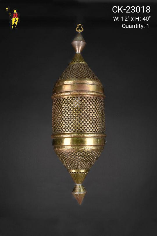 Pierced Antique Brass Moorish Hanging Lantern