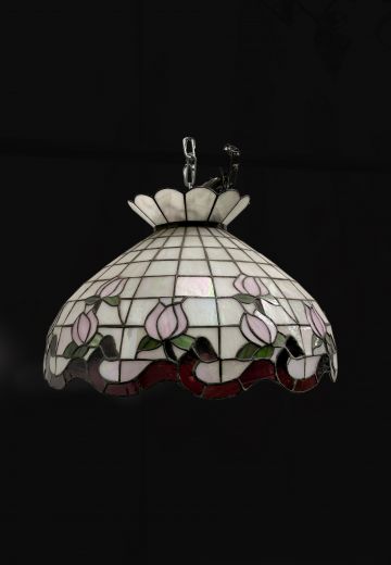 Floral Art Glass Hanging Pendant
