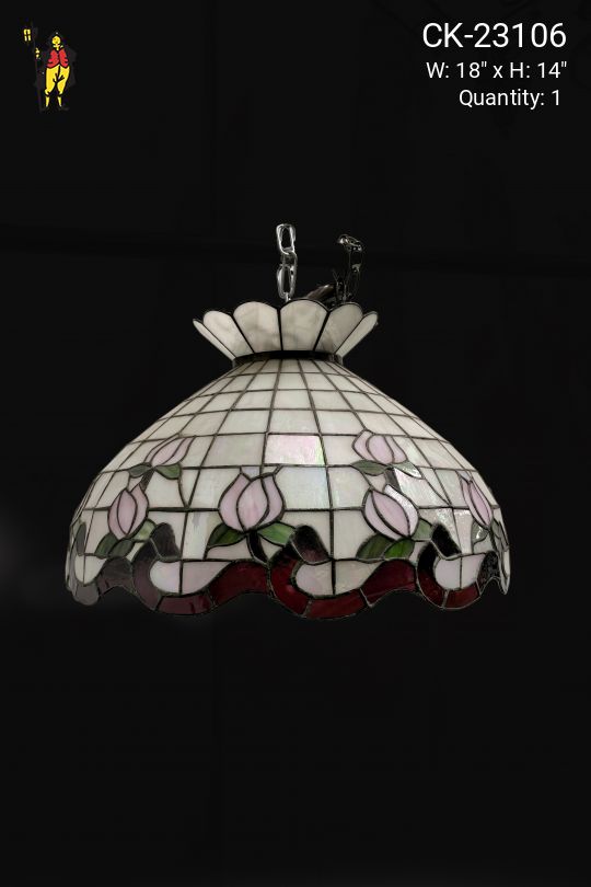 Floral Art Glass Hanging Pendant
