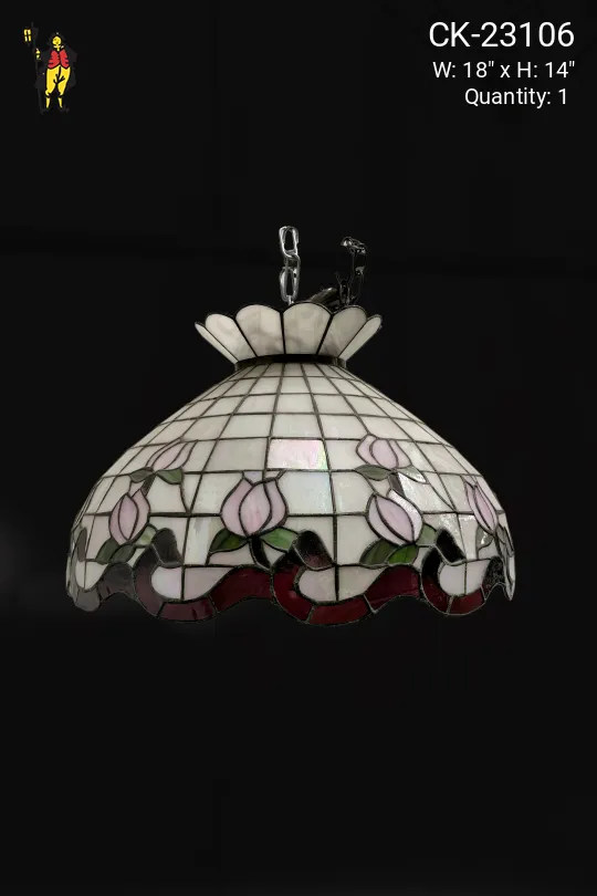 Floral Art Glass Hanging Pendant