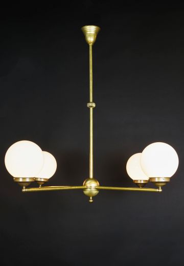 Four Light Glass Globe Shaded Chandelier