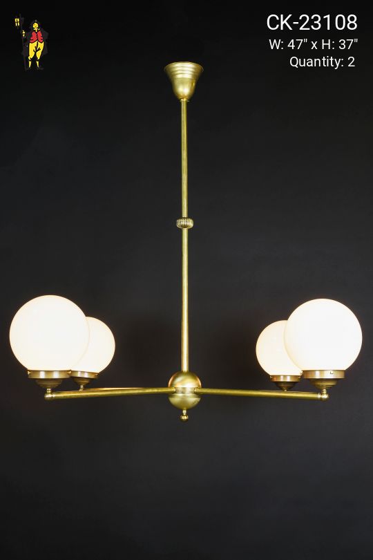 Four Light Glass Globe Shaded Chandelier