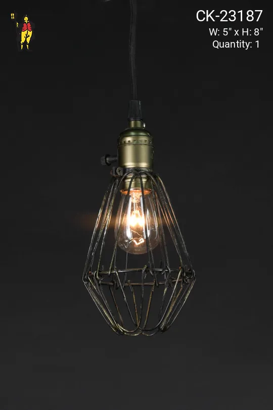 Hanging Socket Exposed Bulb Pendant w/Black Cage