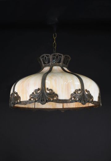 Beige Art Glass Hanging Pendant