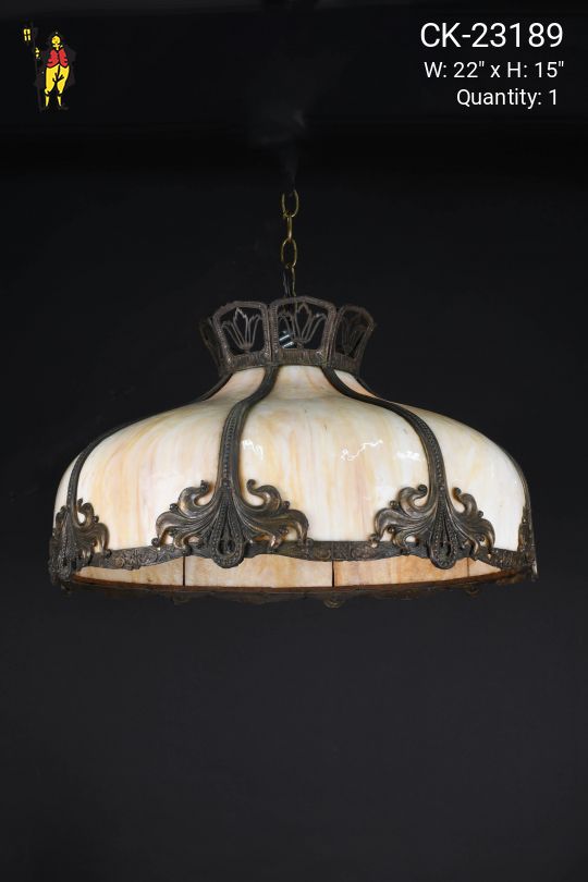 Beige Art Glass Hanging Pendant