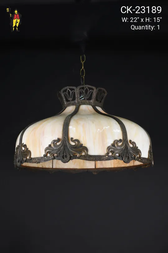Beige Art Glass Hanging Pendant