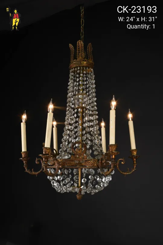 Six Light Crystal Basket Chandelier