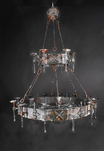Wrought Iron Two Tiered Non-Electric Chandelier