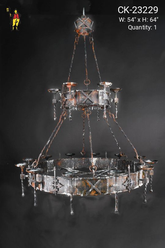 Wrought Iron Two Tiered Non-Electric Chandelier