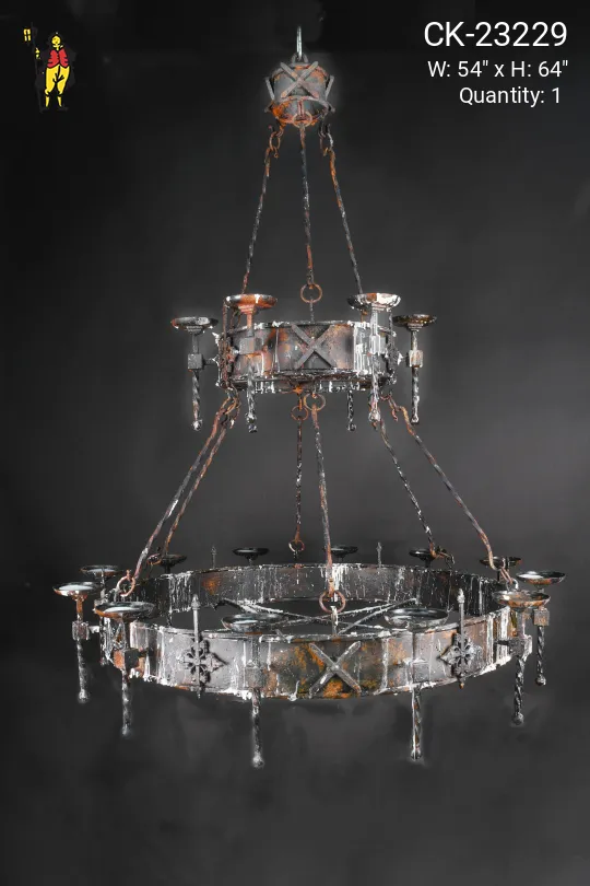 Wrought Iron Two Tiered Non-Electric Chandelier