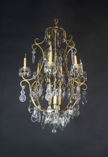 Victorian Style Crystal & Brass Chandelier