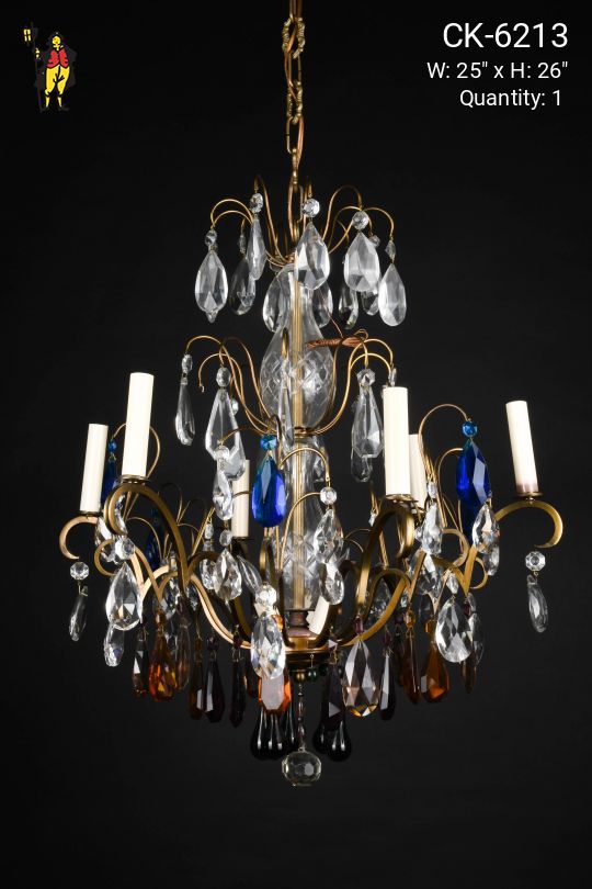 Multicolor Crystal Nine Light Chandelier