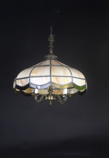 Tiffany Glass Four Candle Chandelier