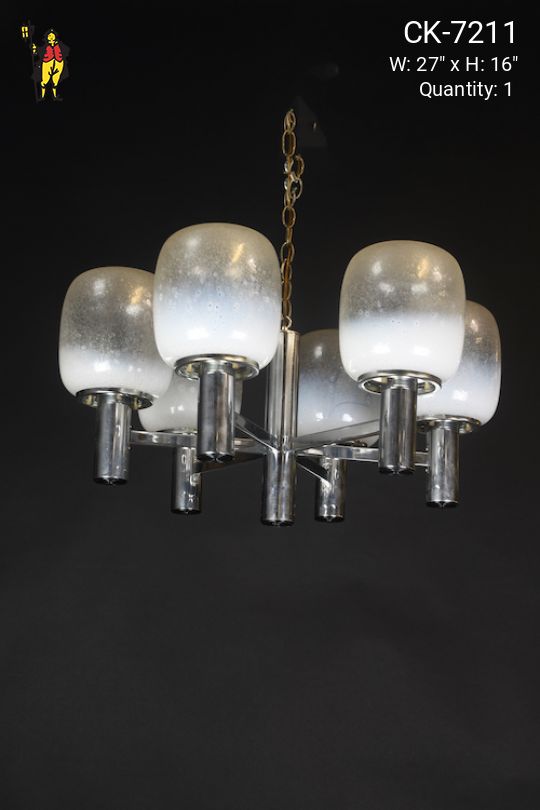 Post Modern Frosted Glass & Chrome Hanging Fixture