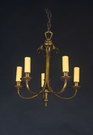 Five Candle Brass Chandelier