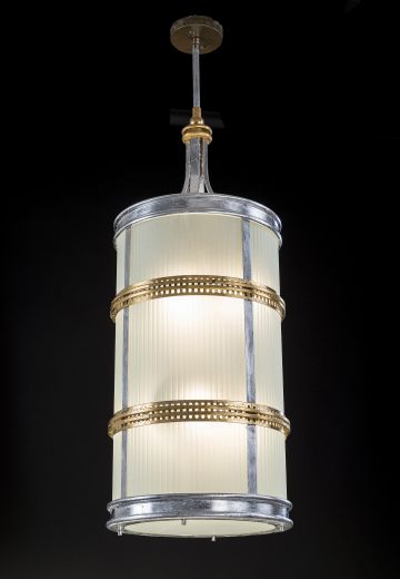 Art Deco Lantern w/Frosted Glass Panels
