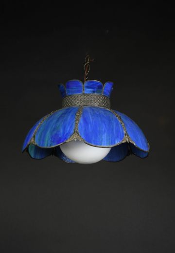 Hanging Dark Blue Tiffany Glass Pendant
