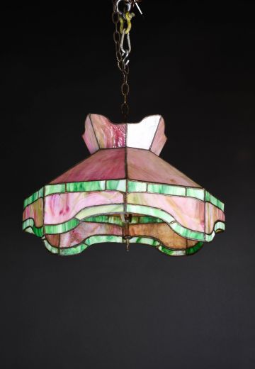 Pink & Green Tiffany Hanging Glass Pendant