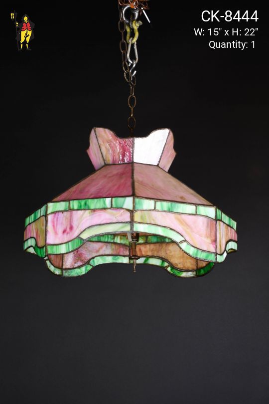 Pink & Green Tiffany Hanging Glass Pendant